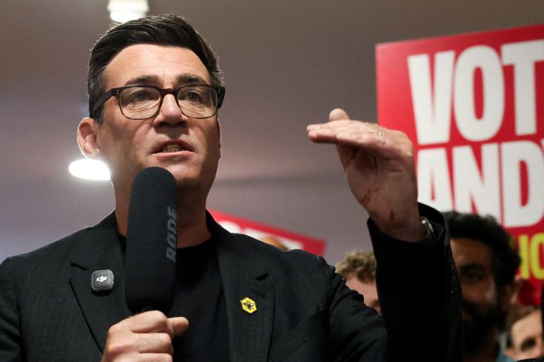 reuters_6a312cd8-1781607640 FILE PHOTO: Greater Manchester mayor and Labour candidate Andy Burnham delivers a speech on apprenticeships, ahead of the June 18 Makerfield by-election, in Wigan, Britain, June 13, 2026. REUTERS/Temilade Adelaja/File Photo