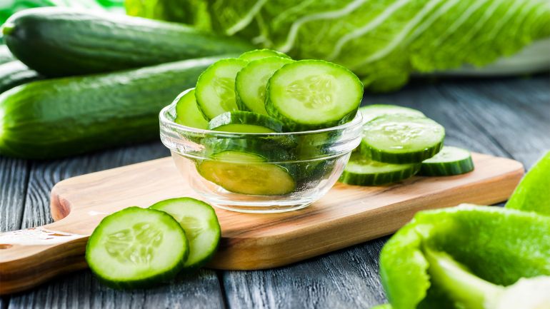 shutterstock_1254891673 غلاف فيديو fresh cucumber sliced in a plate on table shutterstock_1254891673
