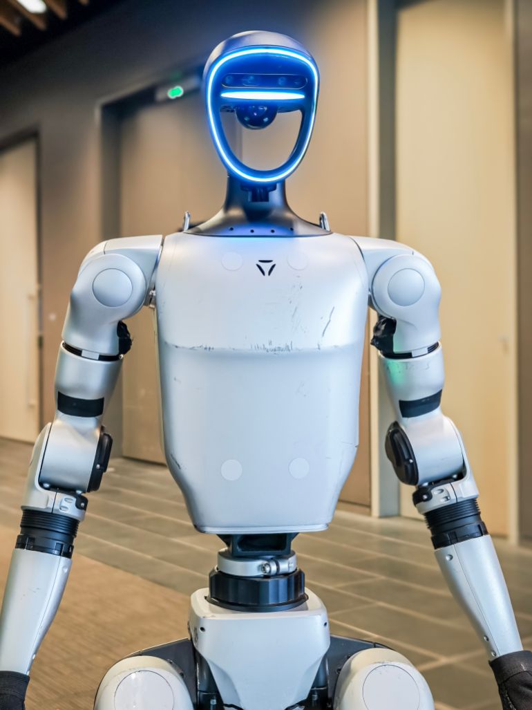 shutterstock_2638757159-1780820508 Sydney, Australia - Apr 17, 2025: Unitree Humanoid Robot G1 on public display in a spacious corporate environment.