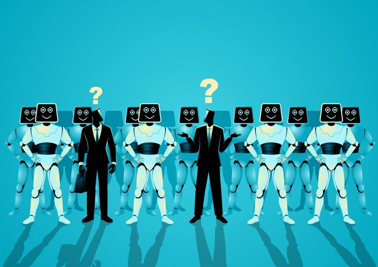 AI Replacement in Workforce, conceptual illustration of human identity and automation
