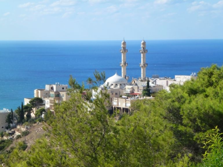 Haifa cityscape with mosque and minarets from mount Carmel; Shutterstock ID 591630728; purchase_order: ajnet; job: ; client: ; other: