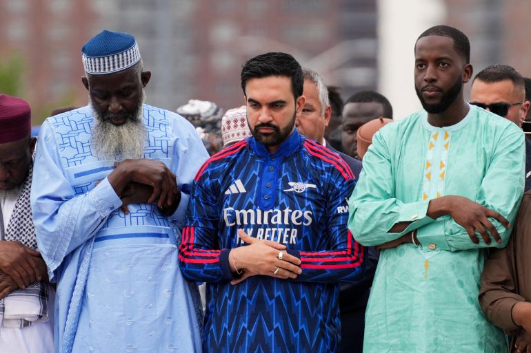 New York City Mayor Zohran Mamdani prays during Eid al-Adha prayers in the Bronx Borough of New York City, U.S., May 27, 2026. REUTERS/Adam Gray TPX IMAGES OF THE DAY
