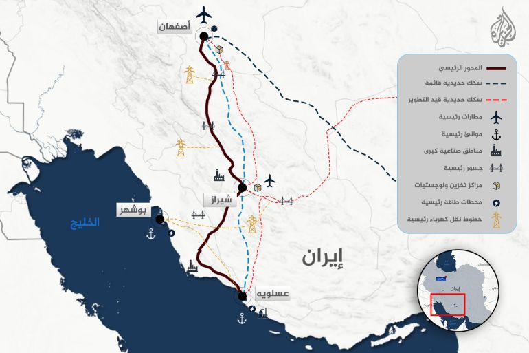 03-1784488606 خريطة إيران المحور الثاني: بوشهر / عسلويه - شيراز - أصفهان ربط عقد الغاز والطاقة في الجنوب بمراكز الصناعة والقرار في الوسط