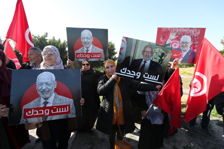 احتجاجات سابقة للمطالبة بالإفراج عن المعتقلين السياسييبن ومنهم راشد الغنوشي