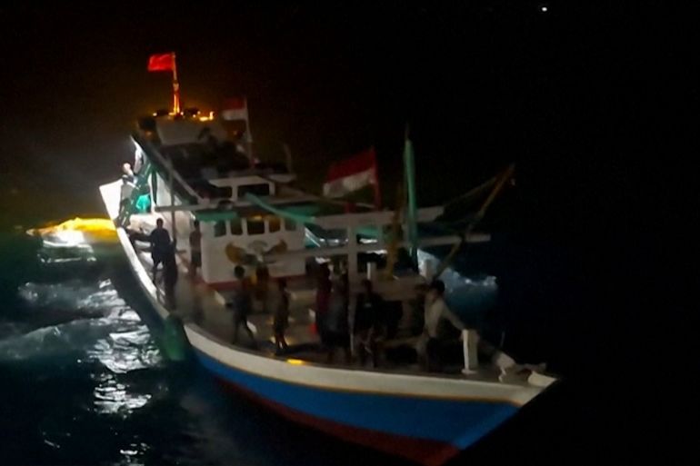 3-1784442822 Images shared by Indonesia's Search and Rescue Agency show five survivors from a passenger boat that sank off eastern Indonesia, including a seven-year-old girl, being rescued after floating at sea for three days. The vessel, which was carrying more than 70 people, sank as it sailed near Selayar, a small island south of the larger Sulawesi. IMAGES AND SOUNDBITES