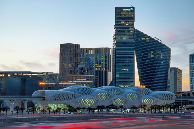 3467yt-1782302480 Beautiful New Riyadh Skyline after sunset. Riyadh city towers in Saudi Arabia by hasan @ادوبي ستوك