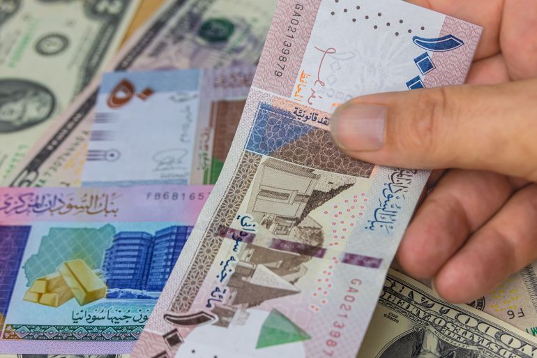 567567-1784644267 Male hand hold 100 Sudanese pounds banknote, the currency of Sudan. Close up Paper Money of the arabic country with high inflation. Old man hands shows ... See More by Holger @ادوبي ستوك