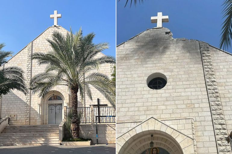 Gaza's Holy Family Church @Jerusalem Patriarchate - jerusalem-patriarchate.info @منصة اكس - @hamdahsalhut