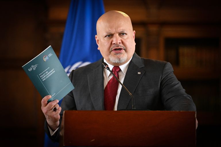 988989-1715257498 International Criminal Court (ICC) Prosecutor Karim Khan speaks during a press conference at the San Carlos Palace in Bogota, on April 25, 2024. - Khan visits Colombia to reaffirm cooperation ties between Colombia and the ICC. (Photo by Luis ACOSTA / AFP)