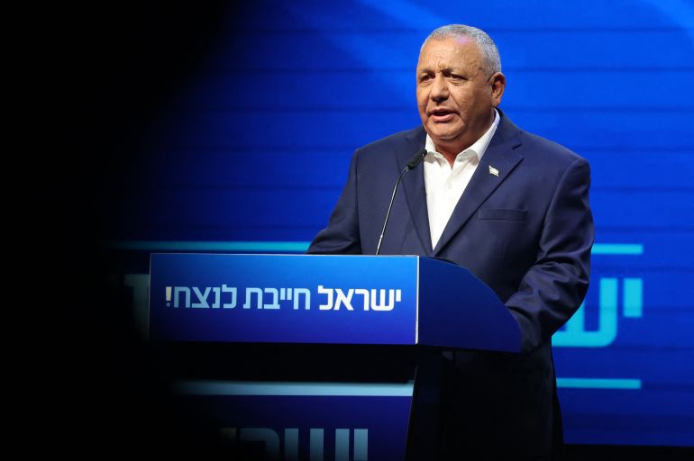 afp_6a456d4762c0-1782934855 Former Israeli army chief of staff Gadi Eizenkot speaks during the launch of the Yashar party's election campaign in Hod Aharon, in central Israel on June 30, 2026.