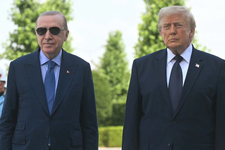 afp_6a4d301b755b-1783443483 Turkish President Recep Tayyip Erdogan (L) hosts US President Donald Trump for a state arrival ceremony at Bestepe Presidential Compound in Ankara, on July 7, 2026, on the sidelines of the NATO Summit.