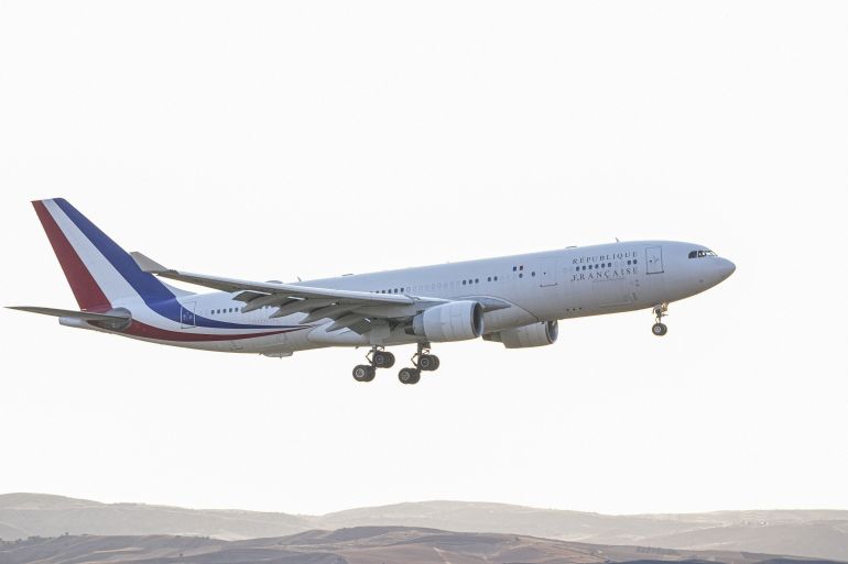 afp_6a59fe907f14-1784282768 An Airbus A330-200 carrying France's President arrives at Esenboga Airport to attend the 36th NATO Heads of State and Government Summit in Ankara on July 7, 2026.