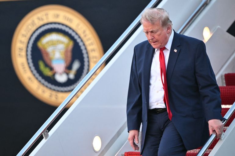 afp_6a5e569d7986-1784567453 US President Donald Trump steps off Air Force One upon arrival at Joint Base Andrews in Maryland on July 19, 2026.