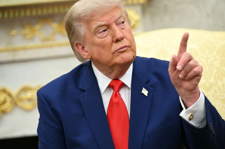 US President Donald Trump speaks during a meeting with Lebanese President Joseph Aoun in the Oval Office of the White House in Washington, DC, on July 21, 2026. (Photo by SAUL LOEB / AFP)