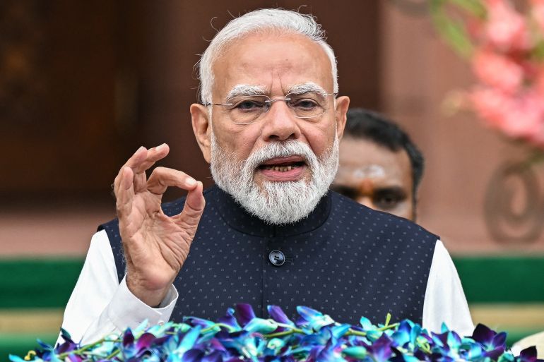 afp_6a61af70c9d6-1784786800 India's Prime Minister Narendra Modi addresses the media on the first day of the monsoon session of the parliament in New Delhi on July 20, 2026. (Photo by Sajjad HUSSAIN / AFP)