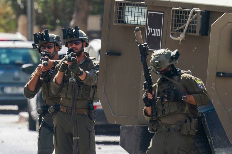 EDITORS NOTE: Graphic content / Israeli soldiers surround the Nablus Specialized Hospital where they allegedly arrested a wounded man and his brother from inside the hospital in Nablus, in the occupied West Bank on July 24, 2026.