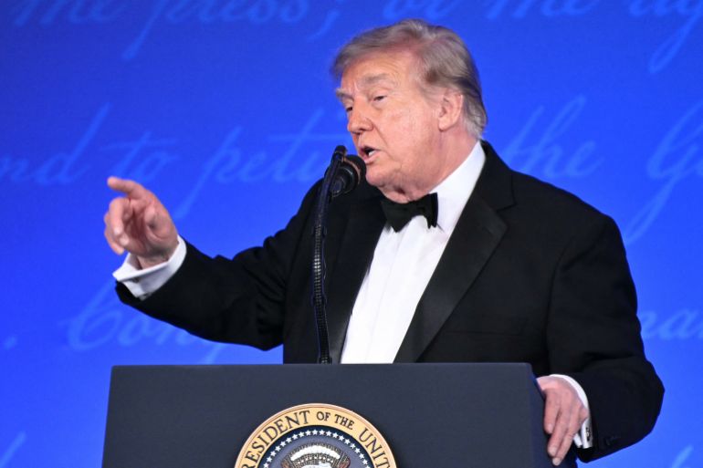 afp_6a641b6c25e6-1784945516 US President Donald Trump speaks during the 2026 White House Correspondents' Association (WHCA) Dinner at the Waldorf Astoria in Washington, DC, on July 24, 2026.