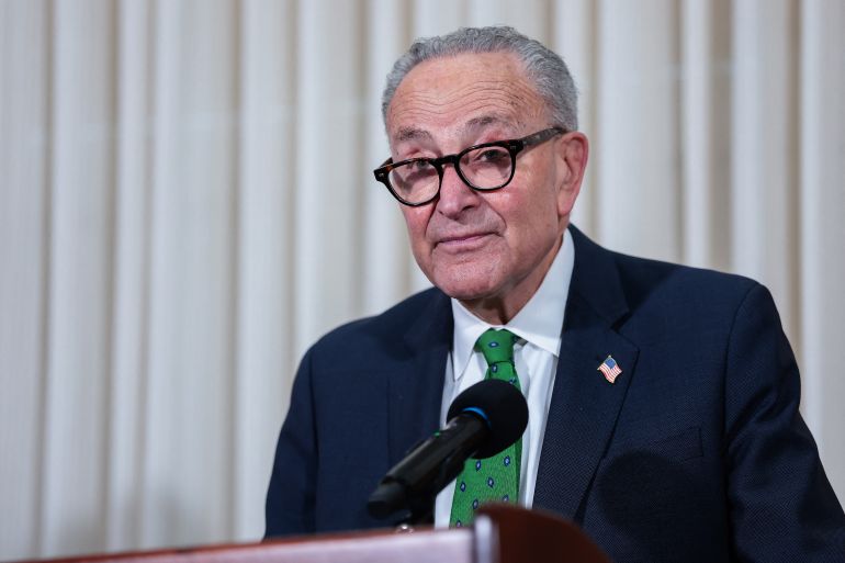 afp_6a6b9b9eaa06-1785437086 WASHINGTON, DC - JULY 30: U.S. Senate Minority Leader Chuck Schumer (D-NY) speaks during Public Citizen's Combating Corruption forum at the National Press Club on July 30, 2026 in Washington, DC. Schumer called for stronger anti-corruption measures in the U.S. government by proposing a new independent Anti-Corruption Bureau. Finn Gomez/Getty Images/AFP (Photo by Finn Gomez / GETTY IMAGES NORTH AMERICA / Getty Images via AFP)