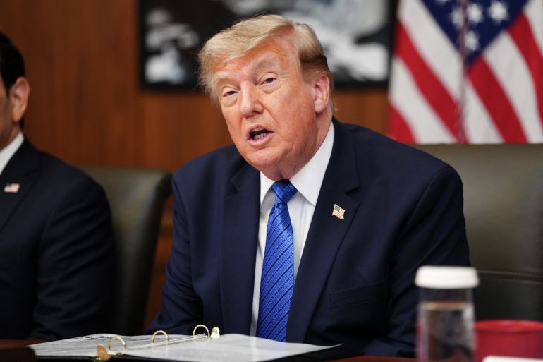 afp_6a6cc5b50e74-1785513397 US President Donald Trump speaks during a Cabinet meeting at Camp David in Maryland, on July 31, 2026. (Photo by Aaron Schwartz / AFP)