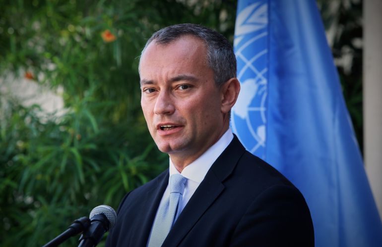 ap_696b00bb4c4d7-1768620219 CORRECTED NAME SPELLING - FILE - United Nations Special Coordinator for the Middle East Peace Process Nickolay Mladenov attends a press conference at the (UNSCO) offices in Gaza City, Sept. 25, 2017. (AP Photo/Adel Hana, File)
