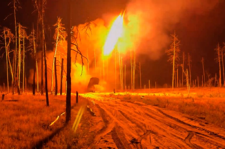 ap_6a44cac1552b6-1782893249 In this image made from video provided by Russian Defense Ministry Press Service on Tuesday, June 30, 2026, Russian TOS-1 Solntsepyok heavy flamethrower rocket launcher fires towards the Ukrainian positions. (Russian Defense Ministry Press Service via AP)