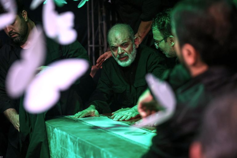 ap_6a47ce325e75d-1783090738 In this photo released by Iran's Supreme Leader's office, Iran's paramilitary Revolutionary Guard Gen. Ahmad Vahidi sits alongside Iran's Supreme Leader Ayatollah Ali Khamenei casket as it lies in a mourning hall adjacent to the Imam Khomeini Hussainiya within the Supreme Leader's compound before his funeral in Tehran, Iran, late Thursday, July 2, 2026. (Office of the Iranian Supreme Leader via AP)