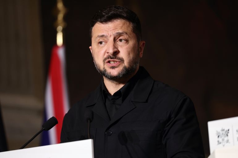 ap_6a566fbeb3719-1784049598 Ukrainian President Volodymyr Zelensky addresses a press conference after the Coalition of the Willing summit on security guarantees for Ukraine in Paris, Monday, July 13, 2026. (Teresa Suarez/Pool Photo via AP)