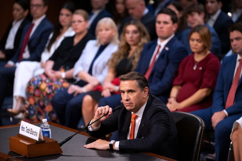 ap_6a57eeb518c98-1784147637 Acting Attorney General Todd Blanche appears before the Senate Judiciary Committee on Capitol Hill in Washington, Wednesday, July 15, 2026. (AP Photo/Mark Schiefelbein)