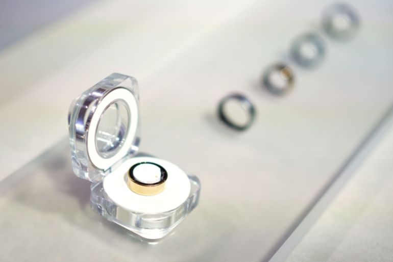 d8b4d8b3d98ad8b4d8b3d98a-1759316283 A display of Galaxy Ring wearable smart devices at the Samsung Electronics Co. Unpacked launch in Paris, France, on Wednesday, July 10, 2024. Samsung is upping its bid to rival Apple Inc. in wearables by launching a smart ring and releasing a new high-end wearable with a similar look and features as the Apple Watch Ultra. Photographer: Nathan Laine/Bloomberg via Getty Images