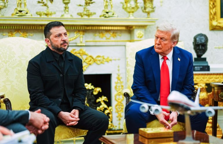 epa_68a711346de6-1755779380 epa12308624 United States President Donald J Trump (R) meets President of Ukraine Volodymyr Zelensky (L) in the Oval Office of the White House in Washington, DC, USA, 18 August 2025. European Leaders are at the White House in support of President Zelenskyy following President Trump’s meeting with President Vladimir Putin of Russia in Anchorage, Alaska, USA, on August 15, 2025. EPA/AARON SCHWARTZ / POOL