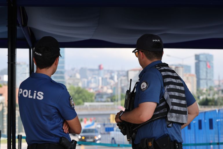 epa_6a4b5eb207d9-1783324338 epa13089218 Security personnel stand guard near the Bestepe Presidential Complex ahead of the NATO Summit Defense Industry Forum in Ankara, Turkey, 05 July 2026. The summit will take place on 07–08 July, focusing on strengthening defense industrial production and securing long-term military aid for Ukraine. EPA/GEORGI LICOVSKI