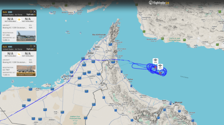 flayt-radar-1-1784543715 طائرتا تزود بالوقود أمريكيتان في مكان التشويش 20 يوليو/ تموز الجاري (فلايت رادار)