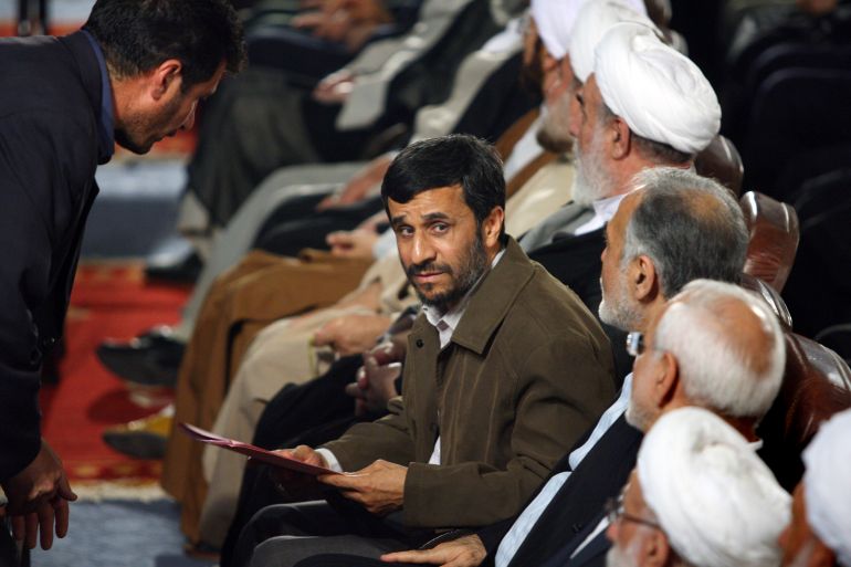 getty_69a4b00982-1772400649 NATANZ, IRAN - APRIL 9: Iranian President Mahmoud Ahmadinejad listens during a ceremony at the Natanz nuclear enrichment facility, on April 9, 2007, 180 miles south of Tehran, Iran. Ahmadinejad announced yesterday, April 9, that Iran has stepped up their Uranium enrichment programme, with up to 3,000 isotope separating centrifuges now in operation. The news has brought condemnation from the International Community and the UN. Ali Larijani confirmed the scaling-up of activity but declined to elaborate on the subject. (Photo by Majid Saeedi/Getty Images)