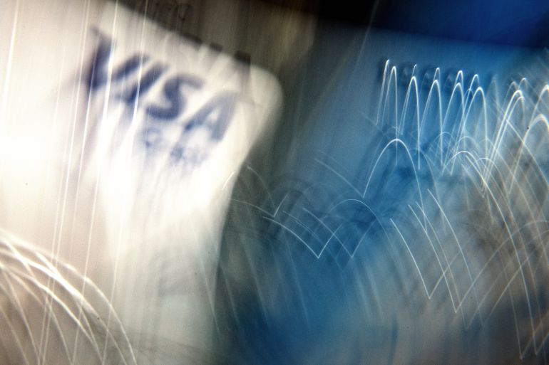 LONDON, UNITED KINGDOM - JUNE 01: In this photo illustration a selection of Visa cards are laid out on the table on June 1, 2018 London, United Kingdom. The Visa network has been disrupted across Europe, with payments failing while withdrawals still appear to be working. (Photo illustration by Leon Neal/Getty Images)
