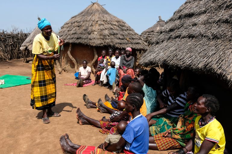 getty_6a6b1adeb5-1785404126 KOTIDO, UGANDA - JULY 23: Fatuma Nakolong, a Village Health Team worker teaches mothers how to detect a malnourished child during a family-led mid-upper-arm nutrition screening at Kalojuka village in Kotido district on July 23, 2025 in Karamoja region, Uganda. UN World Food Program conducts nutrition screening and Targeted Therapeutic feeding program for moderately malnourished children under five years and supports nutrition sensitive livelihood malnutrition prevention activities in communities. The Karamoja region in north-eastern Uganda has the highest rates of food insecurity and malnutrition within the East African country, with 45% of the population (approximately 600,000 people) in crisis, according to data from the UN World Food Programme (WFP) and Food Security and Nutrition Assessment (FSNA). To combat the hunger crisis in Karamoja, WFP works with the Ugandan government to run a program of malnutrition treatment, prevention, and intervention, as well as agricultural support for local farmers. However, food insecurity in the region has been exacerbated by the double-edged sword of increasingly unpredictable weather impacting harvests and dramatic cuts to foreign aid. Following US President Donald Trump's executive order in January to defund the United States Agency for International Development(USAID), WFP is now facing a projected 40% reduction in its funding for 2025, leaving an estimated 58 million people around the world vulnerable to starvation. (Photo by Hajarah Nalwadda/Getty Images)