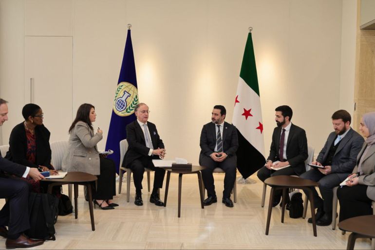 gjq0kbexqaaj7gz-1739024787 الرئيس الشرع ووزير الخارجية يستقبلان وفداً من منظمة حظر الأسلحة الكيميائية- سانا