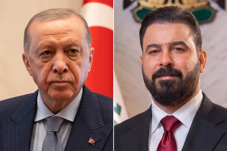 رئيس الوزراء العراقي علي الزيدي (يمين) والرئيس التركي رجب طيب أردوغان