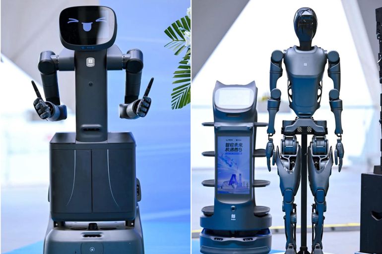 kwmbw-1785227224 A few of the models to be deployed to the Artificial West Island hotel, on show at the Shenzhen launch credit: Pudu Robotics
