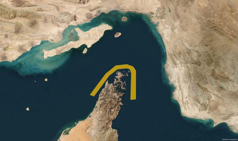 المسار العماني يمر بمحاذاة شبه جزيرة مسندم وبالقرب من السواحل العمانية (الجزيرة-إيزري)