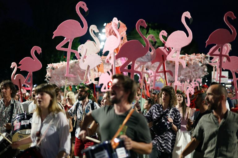 reuters_6a49fc77-1783233655 Protesters shout slogans as they demonstrate against the government, following weeks of protests against a planned luxury resort backed by a company linked to Jared Kushner, the son-in-law of U.S. President Donald Trump, on an environmentally sensitive part of the Adriatic coast, in Tirana, Albania, July 4, 2026. REUTERS/Florion Goga