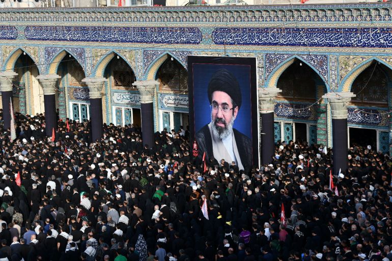 Mourners attend a prayer for Iran's late Supreme Leader Ayatollah Ali Khamenei, who was killed on February 28 in Israeli and U.S. airstrikes, at the Jamkaran Mosque, in Qom, Iran, July 7, 2026. Ahmadreza Taheri/ISNA/via WANA (West Asia News Agency)via REUTERS ATTENTION EDITORS - THIS PICTURE WAS PROVIDED BY A THIRD PARTY. ISRAEL OUT. NO COMMERCIAL OR EDITORIAL SALES IN ISRAEL. NO ACCESS FOR ISRAELI MEDIA. NO USE BBC PERSIAN. NO USE VOA PERSIAN. NO USE MANOTO. NO USE IRAN INTERNATIONAL. NO USE RADIO FARDA. DIGITAL: NO USE BBC PERSIAN. NO USE VOA PERSIAN. NO USE MANOTO. NO USE IRAN INTERNATIONAL. NO USE RADIO FARDA.