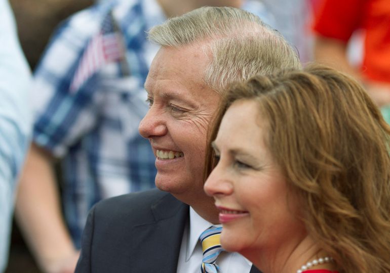 reuters_6a55de0f-1784012303 FILE PHOTO: Republican presidential candidate U.S. Senator Lindsey Graham stands with his sister Darline Graham Nordone after formally announcing his campaign for the 2016 Republican presidential nomination in his hometown Central, South Carolina June 1, 2015. REUTERS/Christopher Aluka Berry/File Photo