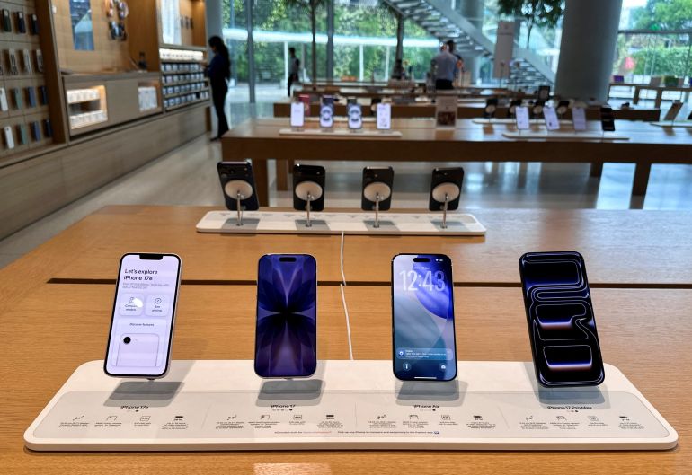 reuters_6a55f21c-1784017436 iPhones are displayed at an Apple store in Mumbai, India, June 29, 2026. REUTERS/Francis Mascarenhas