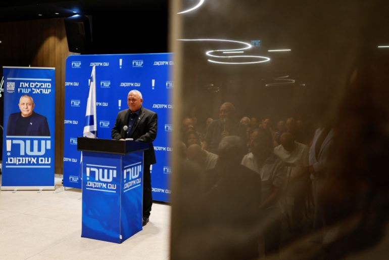 reuters_6a6332bb-1784885947 Israeli opposition leader and former Israeli military chief Gadi Eisenkot attends a campaign conference ahead of Israeli elections, in Dimona, Israel, July 6, 2026. REUTERS/Amir Cohen