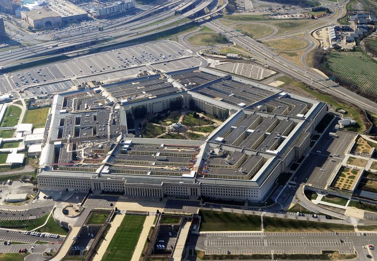 1-1689659495 This picture taken 26 December 2011 shows the Pentagon building in Washington, DC. The Pentagon, which is the headquarters of the United States Department of Defense (DOD), is the world's largest office building by floor area, with about 6,500,000 sq ft (600,000 m2), of which 3,700,000 sq ft (340,000 m2) are used as offices. Approximately 23,000 military and civilian employees and about 3,000 non-defense support personnel work in the Pentagon. AFP PHOTO (Photo by STAFF / AFP)