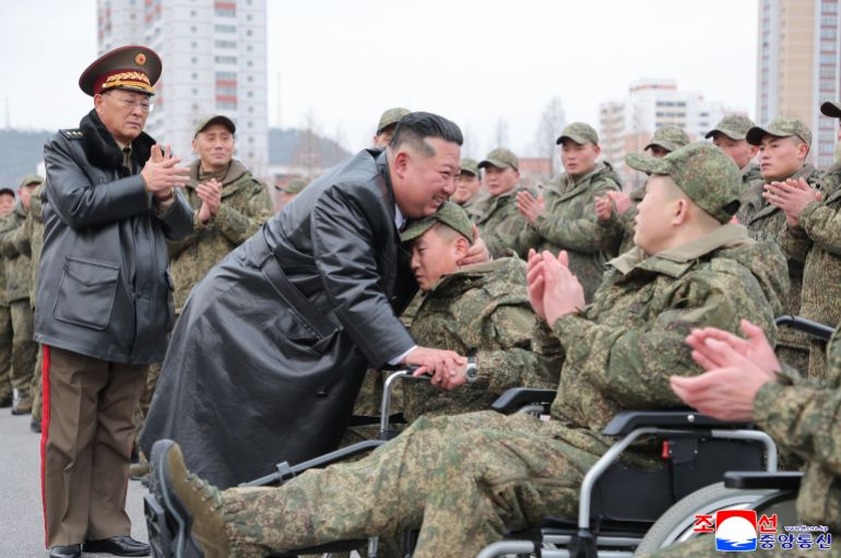 13577977-1786298547 epa12588721 A photo released by the official North Korean Central News Agency (KCNA) shows North Korean leader Kim Jong Un (C) attending a welcoming ceremony for soldiers from the 528th Regiment of Engineers of the Korean People's Army (KPA) at the plaza of the April 25 House of Culture in Pyongyang, North Korea, 12 December 2025 (issued 13 December 2025). The troops returned from an overseas deployment in Russia's Kursk region, where they performed mine-clearing duties amid the Russia-Ukraine war. EPA/KCNA EDITORIAL USE ONLY