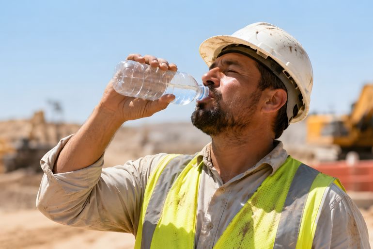 1heat-stress-1785839871 العطش الشديد من العلامات المتأخرة للإجهاد الحراري، مما يشير إلى تفاقم فقدان الجسم للسوائل