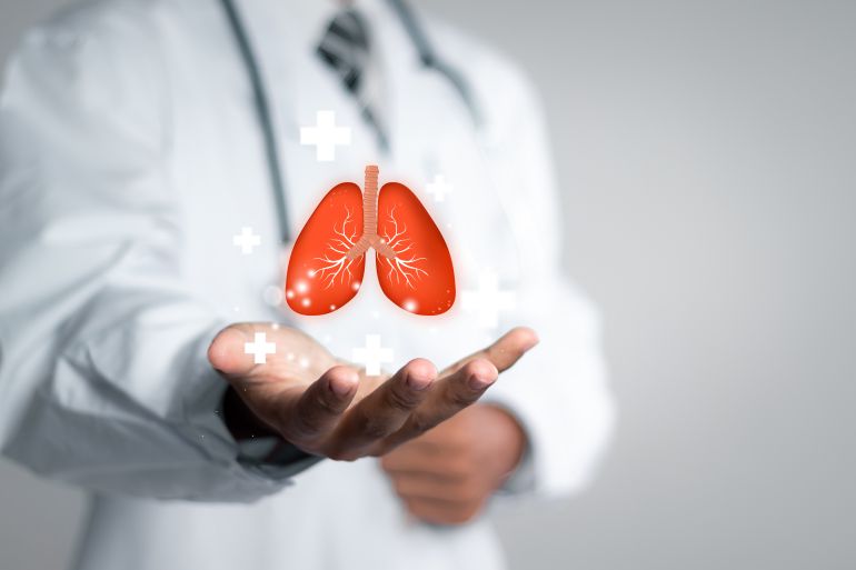 1lung-cancer-1764654714 Doctor examining the health of the patient's lungs. Pulmonologist doctor, lungs specialist. Diagnostic concept.; Shutterstock ID 2319007867; purchase_order: s; job: ; client: ; other: