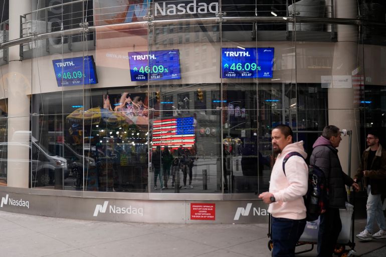 Trump Media & Technology Group is traded under the acronym DJT on the Nasdaq stock exchange [Frank Franklin II/The Associated Press]