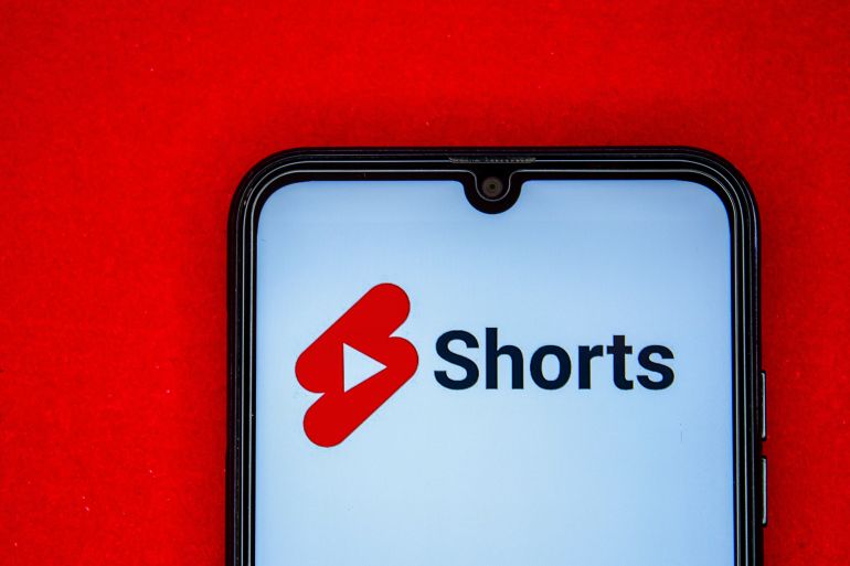 YouTube Shorts logo on smartphone screen. Popular video platform YouTube. Afyonkarahisar, Turkey, October 21, 2022.